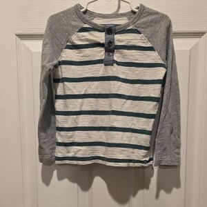 Old Navy Gray and Green Striped Long Sleeve Tee